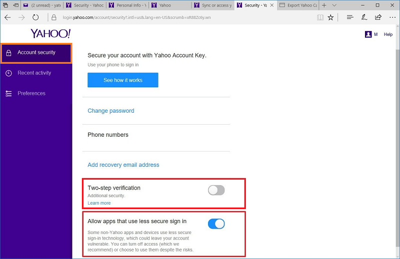 Yahoo mail Account Setting